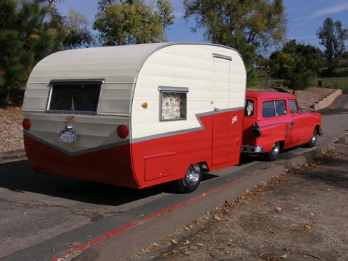 Ford and Shasta trailer