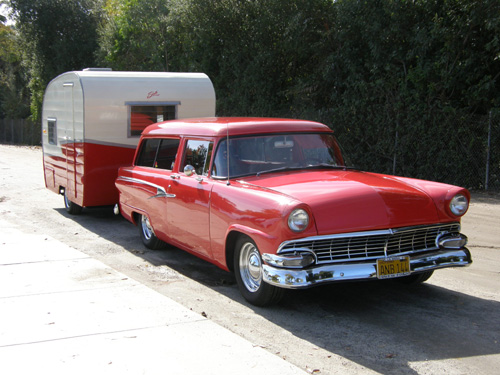 Ford and Shasta trailer